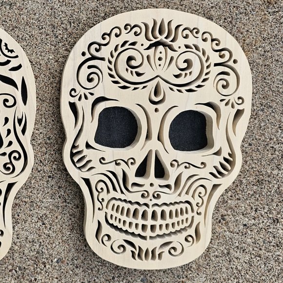 Sugar Skull Wood Cutout Set of 2 - Picture 6 of 12